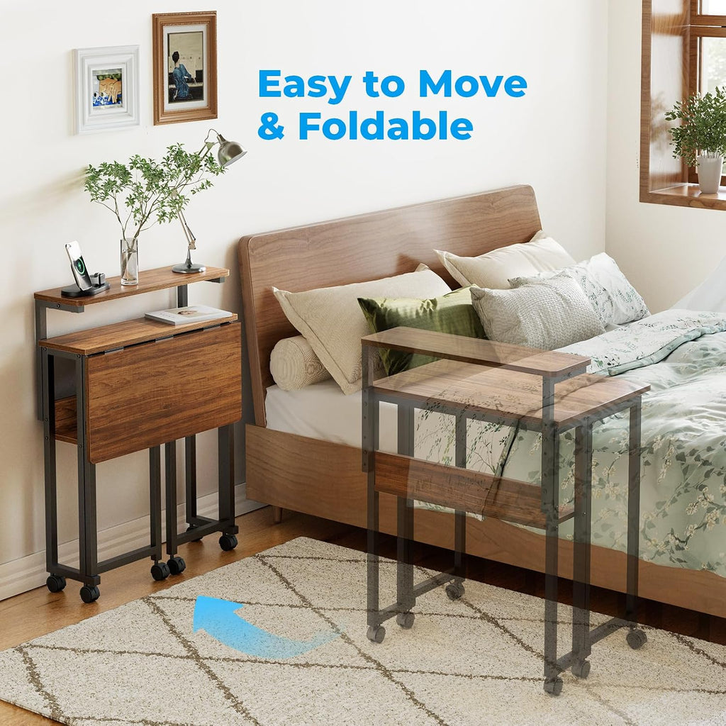 Mobile Folding Desk with Shelves