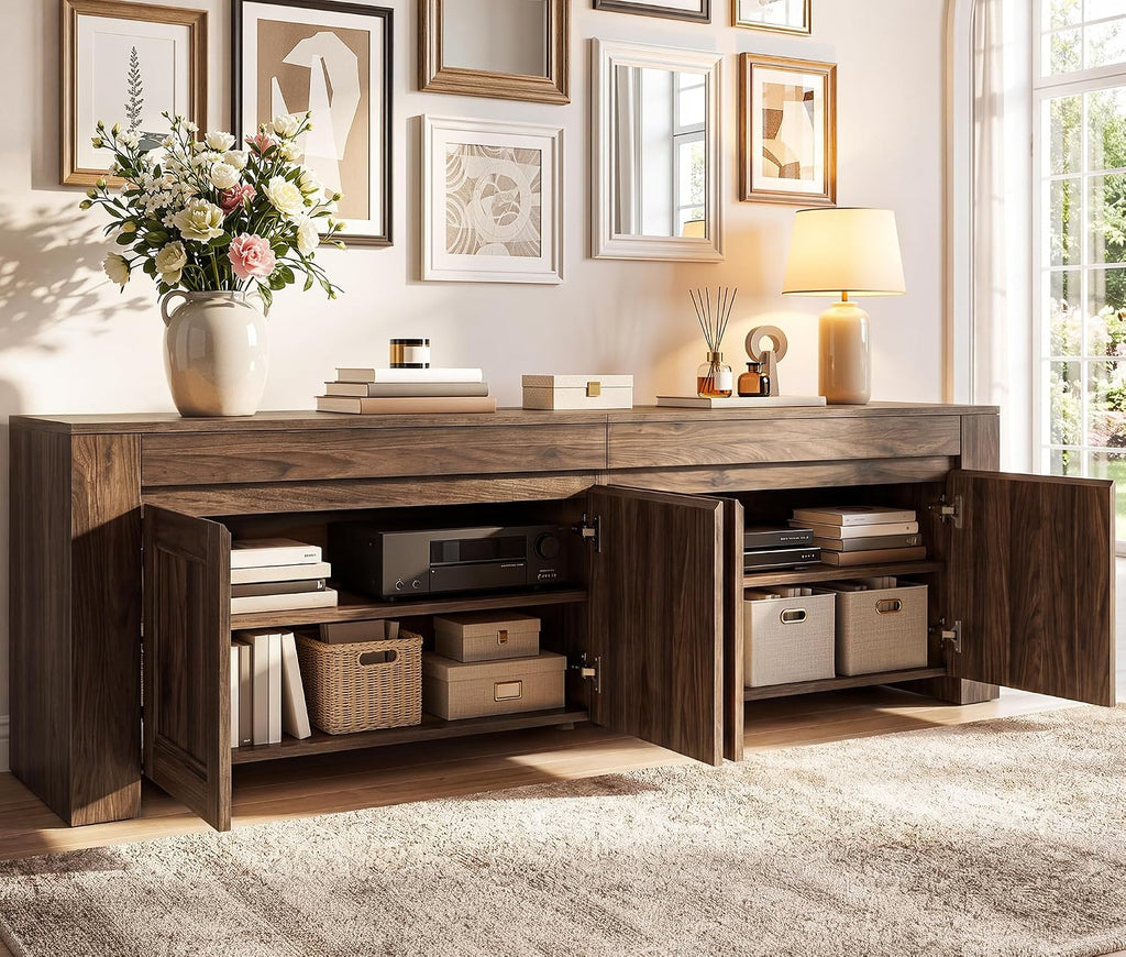 Farmhouse Walnut Storage TV Console