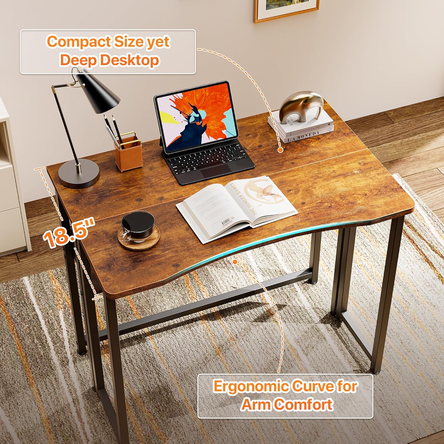 Foldable Desk With Storage Shelf