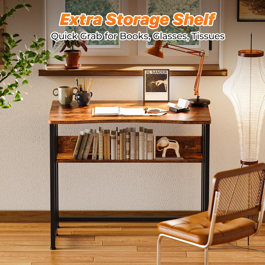 Foldable Desk With Storage Shelf