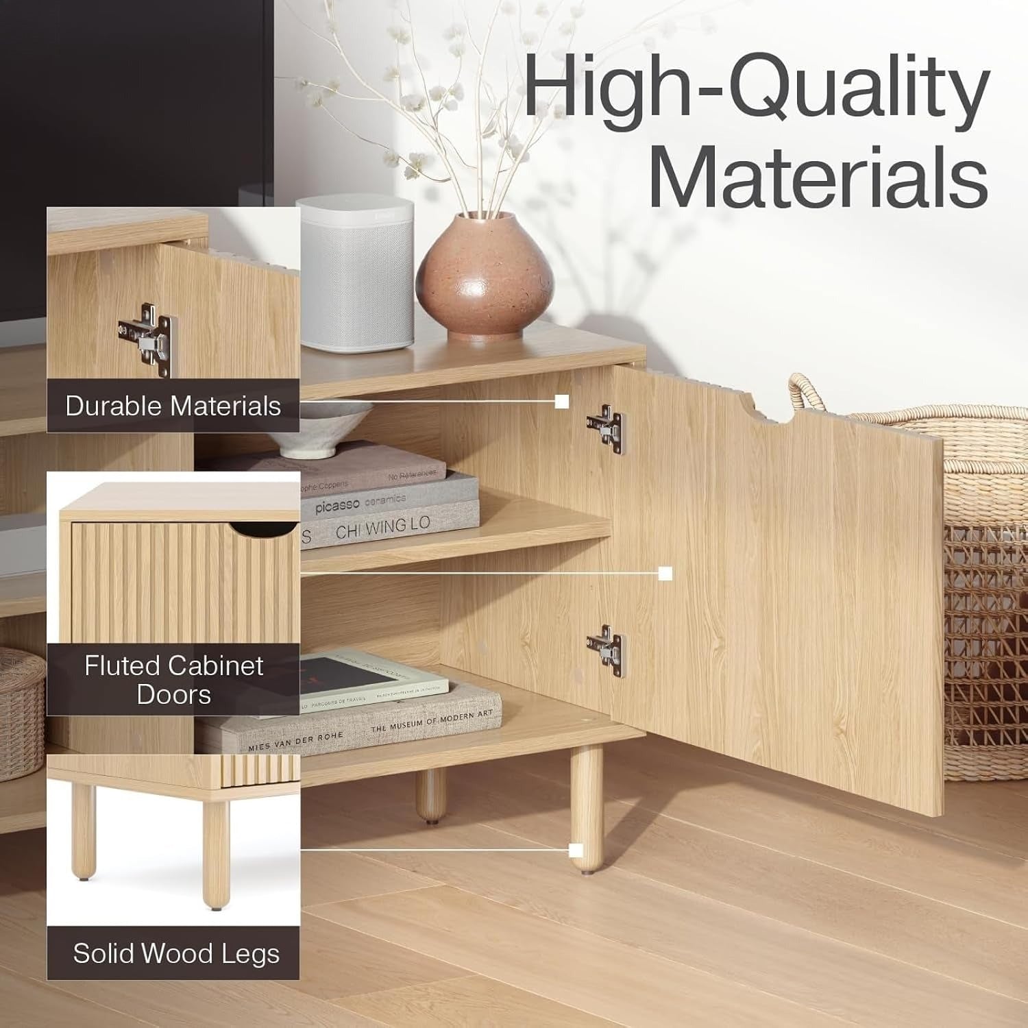 Fluted Large TV Media Console