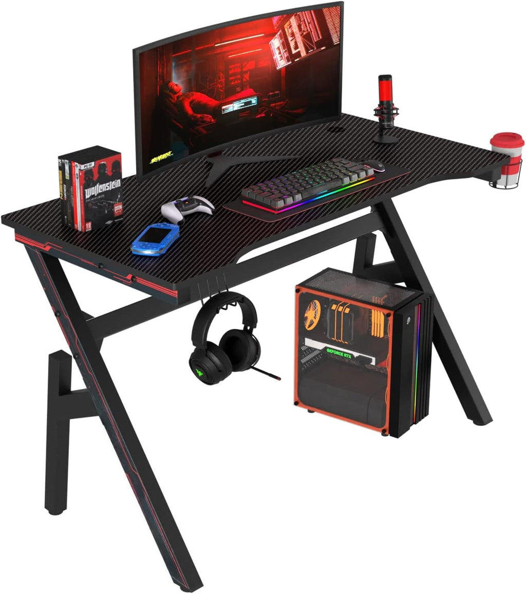 R-Shaped Carbon Fiber Gaming Desk