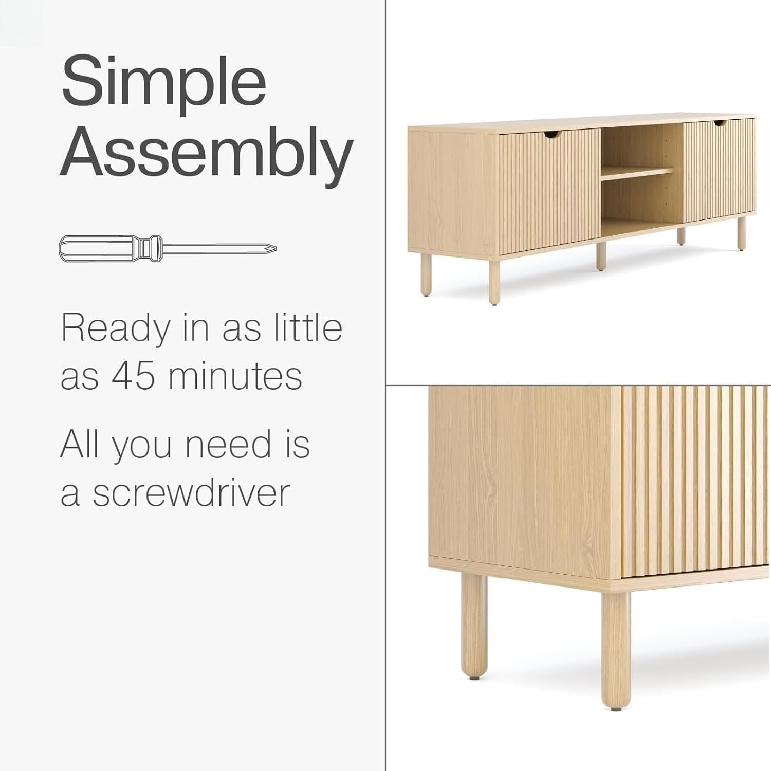 Fluted Large TV Media Console